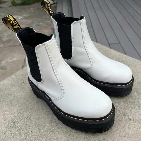 Dr. martens 2976 Quad Platform White leather Chelsea Boots - Picture 3 of 6